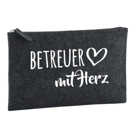 Huuraa Toiletry Bag Caregiver with Heart Gift 1 Litre Charcoal Felt Caregiver Gift Idea