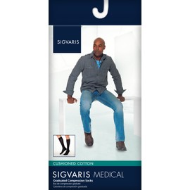 SIGVARIS Men’s Motion Cushioned Cotton 360 Closed Toe Calf-High Socks 20-30mmHg