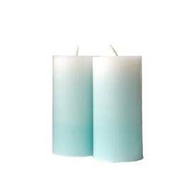 Ombre Gradation Pillar Candles by Modern Candle Design Hand Poured in The USA Set of 2 Unscented (Turquoise, 3 x 6)