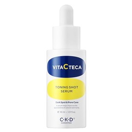 CKD Vita C Teca Toning Shot Serum - Face Serum for Even Skin Tone, Reduces Discoloration, Dark Spots, and Pore Appearance, Vitamin C + Teca, Korean Skincare for Glowing Skin, 1.01 fl oz
