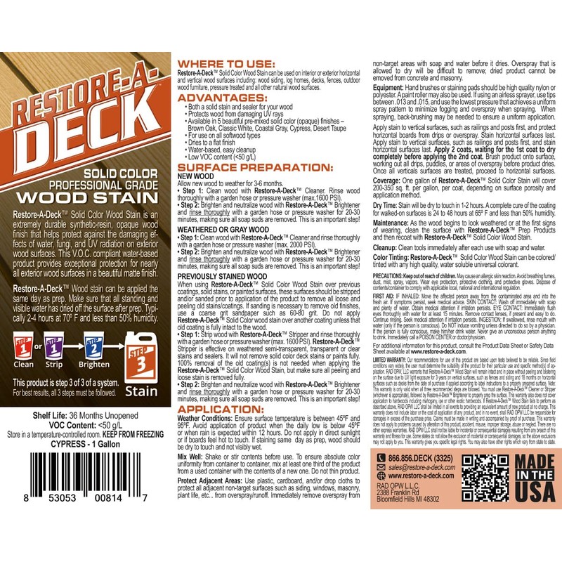 Restore-A-Deck Solid Color Stain for Decks & Exterior Wood (1
