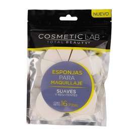 Esponjas para maquillaje Cosmetic Lab Total Beauty suaves y resistentes 16 pzas