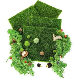 QuarenDen QuarenDen Miniature Garden Accessories, 36Pcs, 6in x 6in Fairy Artificial Grass, Fake Moss, Mini Fairy Garden Grass, Fairy Garden kit for Dollhouse Decoration Plant House Decor