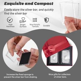 Silver Bar Holder 1 Oz Silver Bar Case 20 Pcs Silver Bar Capsule Storage Bar Capsule Clear Acrylic Storage Container for 1 Ounce Silver Bar