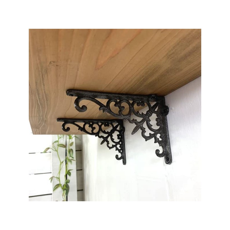 [Set of 2] Shelf Bracket, Iron Antique Style Bracket, Cast