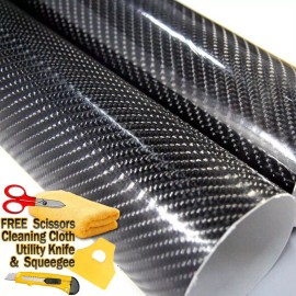 AUTOGOODY 20ft x 5ft Gloss Black 4D Carbon Fiber Vinyl Wrap Film Bubble Air Free 240"x60"