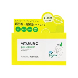 Nature Republic Vita Pair C Daily Sheet Mask, 30 Sheets (11.8 fl oz (350 ml)) x 1, Large Capacity (Vitamin/CICA)