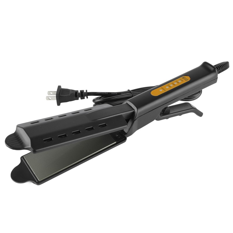 Hair Straightener Wide Steam Flat 4 Level Adjustable Temperature Black