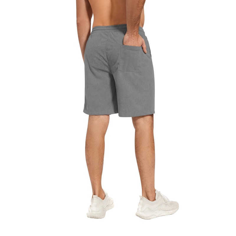 LVCBL Corduroy Men's Summer Shorts, Linen Lightweight Shorts with Pockets,