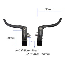 UPANBIKE Bicycle Additional Brake Lever Set Aluminum Alloy 22.2mm 23.8mm for Road Bikes (Black, 22.2mm)