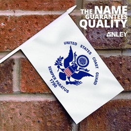 Anley US Coast Guard Mini Flag 12 Pack - Hand Held Small Miniature United States Military Flags on Stick - Fade Resistant & Vivid Colors - 5x8 Inch with Solid Pole & Spear Top