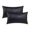 BRAWARM Faux Leather Pillow Covers 12 X 20 Inches, Black