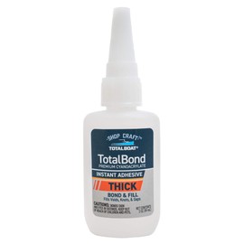 TotalBoat Thick CA Glue - TotalBond Cyanoacrylate Super Glue Adhesive for Wood, Stone, Brick, Plastic, Glass, Metal, Epoxy and Crack Repair - 2 oz