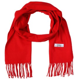 Falari Men Women Unisex Cashmere Feel Scarf 78" x 12" Solid Color Red A19-04