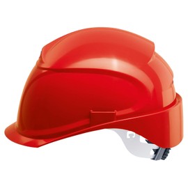 Uvex Airwing B-S-WR Vented Construction Helmet with Rotary Wheel - Short Peak - Red