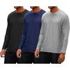 DEVOPS Men's 3 Pack Round Neck Long Sleeve Fishing Hiking