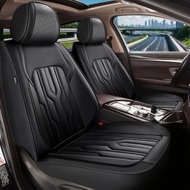 YORKNEIC Fit for Nissan Titan Seat Covers Full Set 2009-2023 2024: 5 Seats Waterproof Leather Car Seat Covers Protector (2 Row 5 Seat, Black)