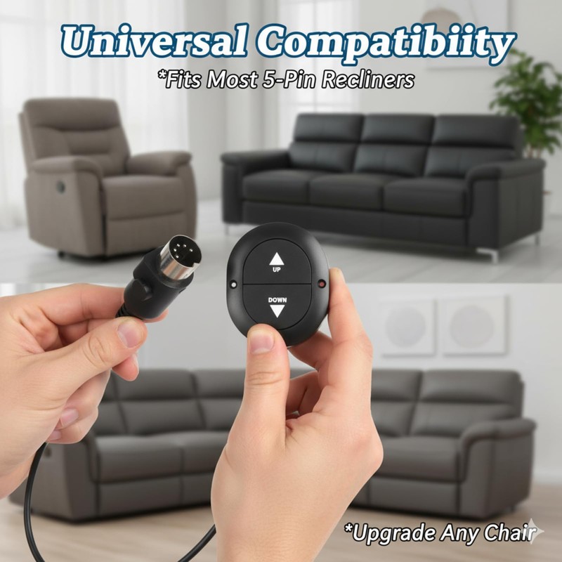 Yulatik 2 Button 5 Pin Electric Sofa Hand Controller -