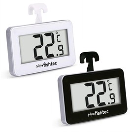 FISHTEC Electronic Refrigerator Thermometer - Triple Hanging System: Hook, Holder, Magnetic. Integrated Probe - Positive and Negative Temperature - Degrees Celsius and Fahrenheit
