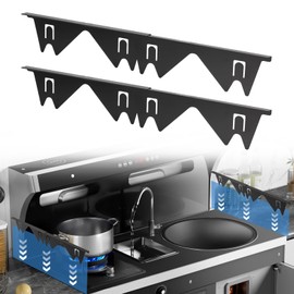 Yallmie Stainless Steel Stove Gap Covers,Stove Gap Filler, Range Trim Kit, Stove Gap Guards, Heat Resistant and Easy to Clean, Easy Retractable Length 13.8" to 27.6"(2PCS) (Black)