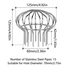 Gutter Guard, Drain Covers, Stainless Steel Filter Strainer, Downpipe Protector, Protection for Leaves, Moss, Mud, Dirt, Clogging (Suitable for 70mm Hole Dia)