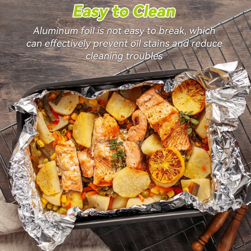 Aluminum Foil Sheets,Thickened High Temperature Food Grade Foil Wrap, Pre-Cut