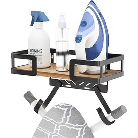 Ironing Board Holder Wall Mount, Iron Board Wall Hanger, Sewing, Laundry Room Organization, Black, T&V Shaped Space Saving Iron Holder for Laundry Room Decor and Accessories, Organization and Storage