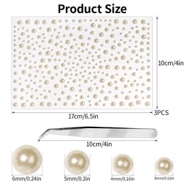 975Pcs Face Gems Hair Gems, Self-Adhesive Face Jewels Eye Jewels Rhinestones 3/4/5/6 mm DIY Face Gems Stick on, Hair Body Rhinestones Gems Crystals Pearls for Face Makeup, Crafts (Pearl_Beige)