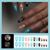 24 Pcs Press on Nails Short Almond Nail Tips,YEFIUO Blue