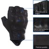 Harssidanzar Mens Gloves Half Finger Goatskin Leather Motorcycle Gloves GM037UK,Black,Size