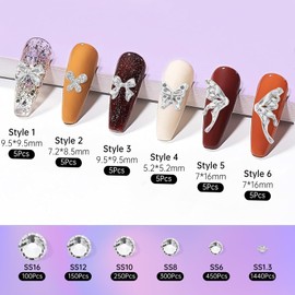 MYYKO Silver Nail Charms for Nails Design,Rhinestones for Nails kit, Nail Stones Alloy Nail Art Decoration, Nail gems Accessories for Nail Art Supplies Manicure Craft DIY