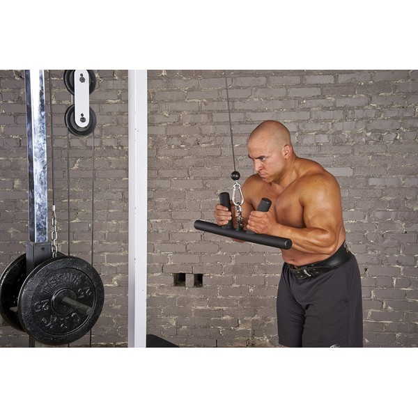HOG LEGS 'Boar Tusk' Fat Grip Cable Curl bar for