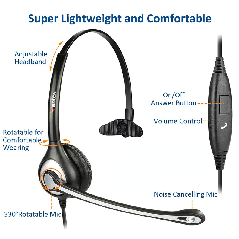 Wantek Binaural 3.5 mm Headphones for Phone, with Noise Cancelling