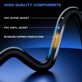 Maximm 10/3 Outdoor Extension Cord 25 Feet, 10AWG Black, ETL Listed, 3 Prong Plug 3-Outlet SJTW Heavy Duty Indoor/Outdoor, Weather Resistant - Power Cord for Garden, Lawn, Appliances, 25ft