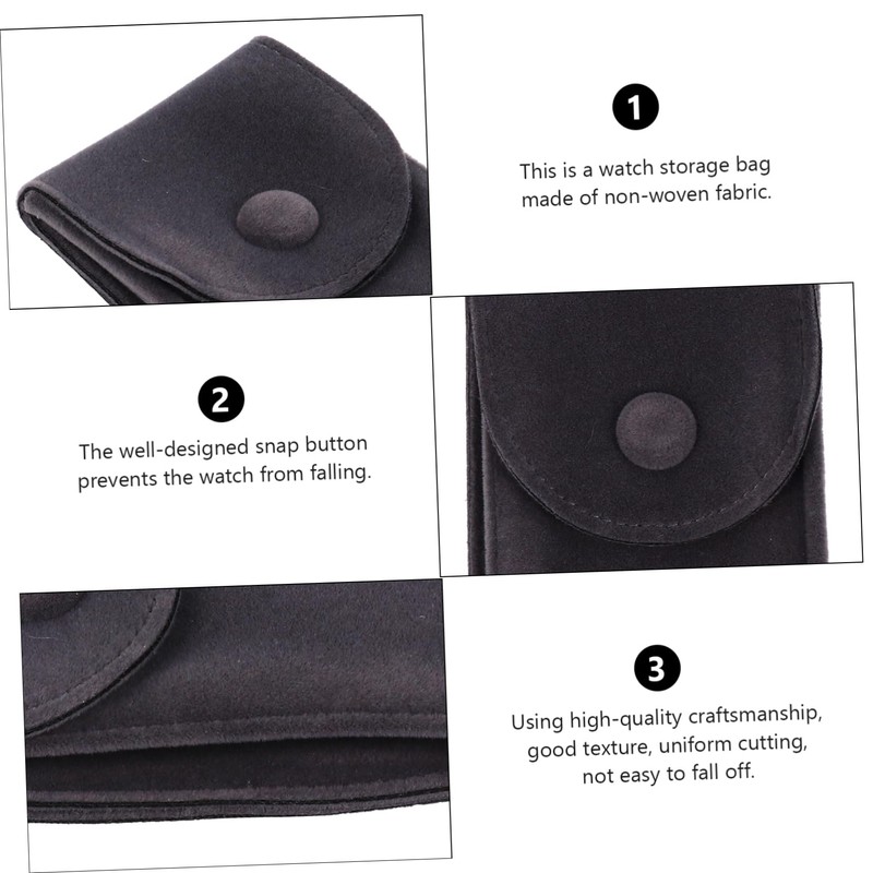 SAFIGLE Practical Dark Grey Travel Watch Pouch Case Non-woven Storage