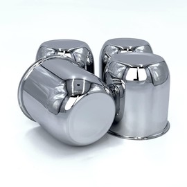 4-Pack Chrome Short 4.25 Push-Through Center Caps for Auto, Truck & Trailer Wheels - Durable Rims Hub Cover