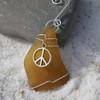 Custom Surf Tumbled Sea Glass Ornament with a Silver Peace