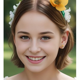 Enticera 14k Gold Plated Handmade Flower Flat Back Earrings Screw Back Cartilage Earrings Studs Hypoallergenic Nap Earrings Women Helix Piercing Gold