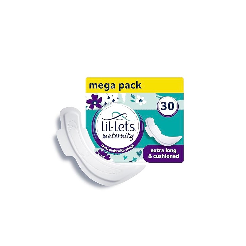Lil-Lets Almohadillas de maternidad | 30 almohadillas gruesas extra largas