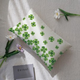 Ogiselestyle St Patricks Day Clover Throw Pillow Cover, 12 x 20 Inch Lucky Shamrock Cushion Case Decoration for Sofa Couch