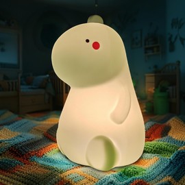 SZMDLX Dinosaur Night Light,LED Color Changing Dinosaur Nightlight Rechargeable Animal Silicone Night Tap Light with Touch Sensor Portable Bedside Bed Nursery Lamps Dino Lamp Room Decor Birthday