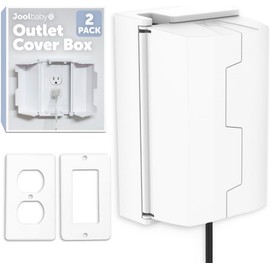 Jool Baby - Caja de enchufe para seguridad infantil (2 unidades) Dúplex y decorador, botones de acceso ocultos y amplio compartimento