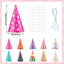 10 Pcs Glitter Colorful Mini Party Hats for Stuffed Animals Birthday Holiday Hats Decoration Supplies