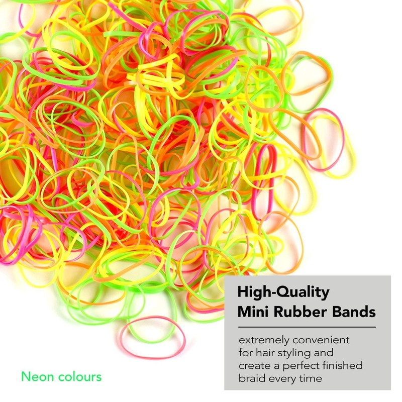 EXTRA STRONG 300 Mini Hair Rubber Elastics Multi Pack for