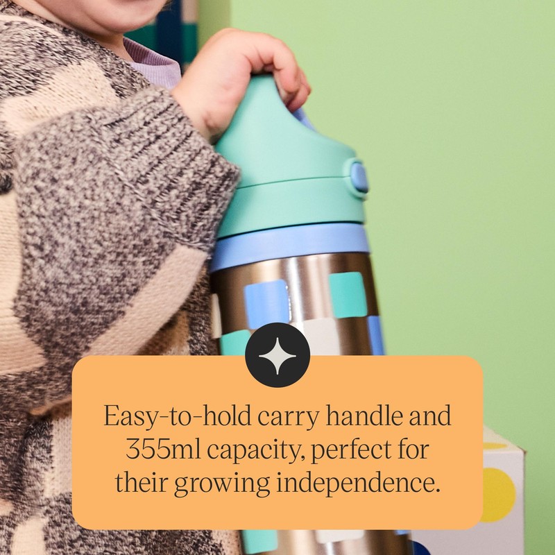 Tommee Tippee On The Go Insulated Straw Bottle 18m+ Stainless