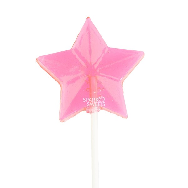 Pink Star Lollipops, Watermelon Flavor, 2" Lollipop, 24 Lollipops, Handcrafted in USA, 1.5 Pound, Sparko Sweets