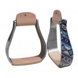 Showman Aluminum Barrel Racing Show Holographic Navajo Saddle Stirrups 3" Neck