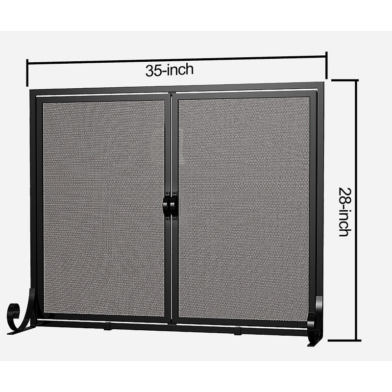 Fire Beauty Fireplace Screen with Hinged Doors, Powder Coated Steel
