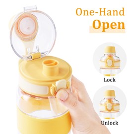 Resuable Water Bottles with Straw, Leak Proof Water Bottles Plastic BPA Free, Water Bottles for Gym, Fitness, Outdoor Sports, 30 oz, Yellow