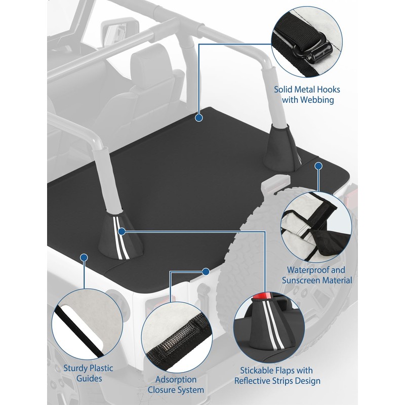 JOYTUTUS Tonneau Cover for Wrangler JK 2 Doors, Cargo Trunk